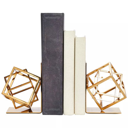 Fermalibri Decorativi Juvale Dorati con Design Geometrico Quadrato in Metallo