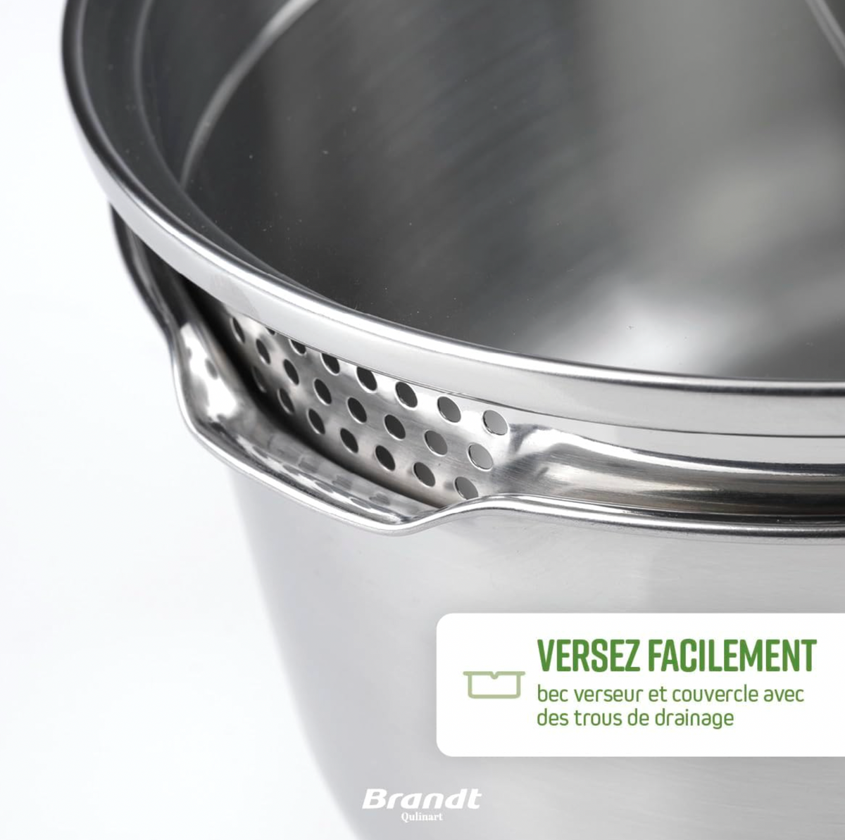 Brandt Batterie de Cuisine Inox 10 Pièces Sans PFOA/PFAS