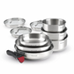 Brandt Batterie de Cuisine Inox 10 Pièces Sans PFOA/PFAS