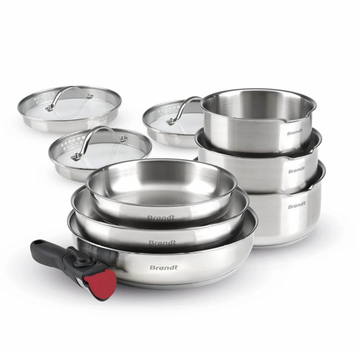 Brandt Batterie de Cuisine Inox 10 Pièces Sans PFOA/PFAS
